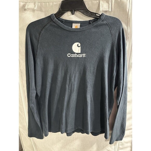 Carhartt For Women Y2k Vintage‎ Black Long Sleeve Shirt Logo Cotton XL - Picture 2 of 6